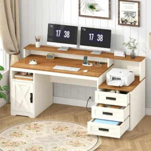 65" Computer Desk with drawers